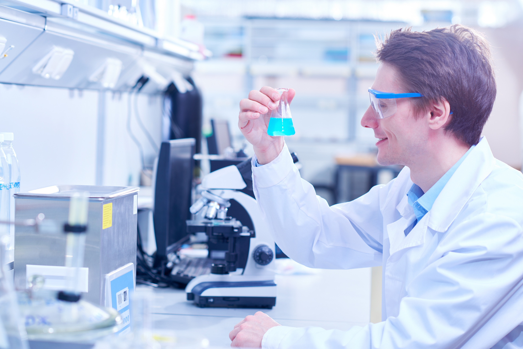 Content scientist doing research with chemical